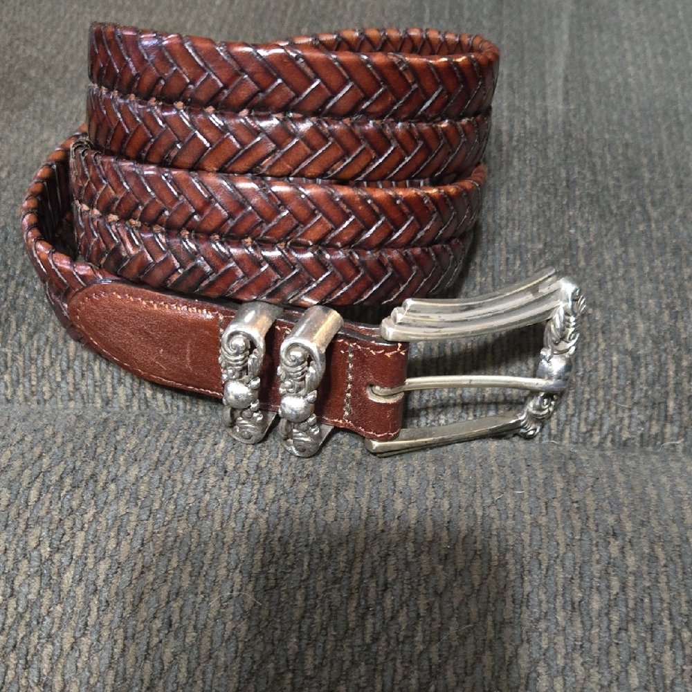 Brighton Brown Braided Leather Bracelet with Silver Accents